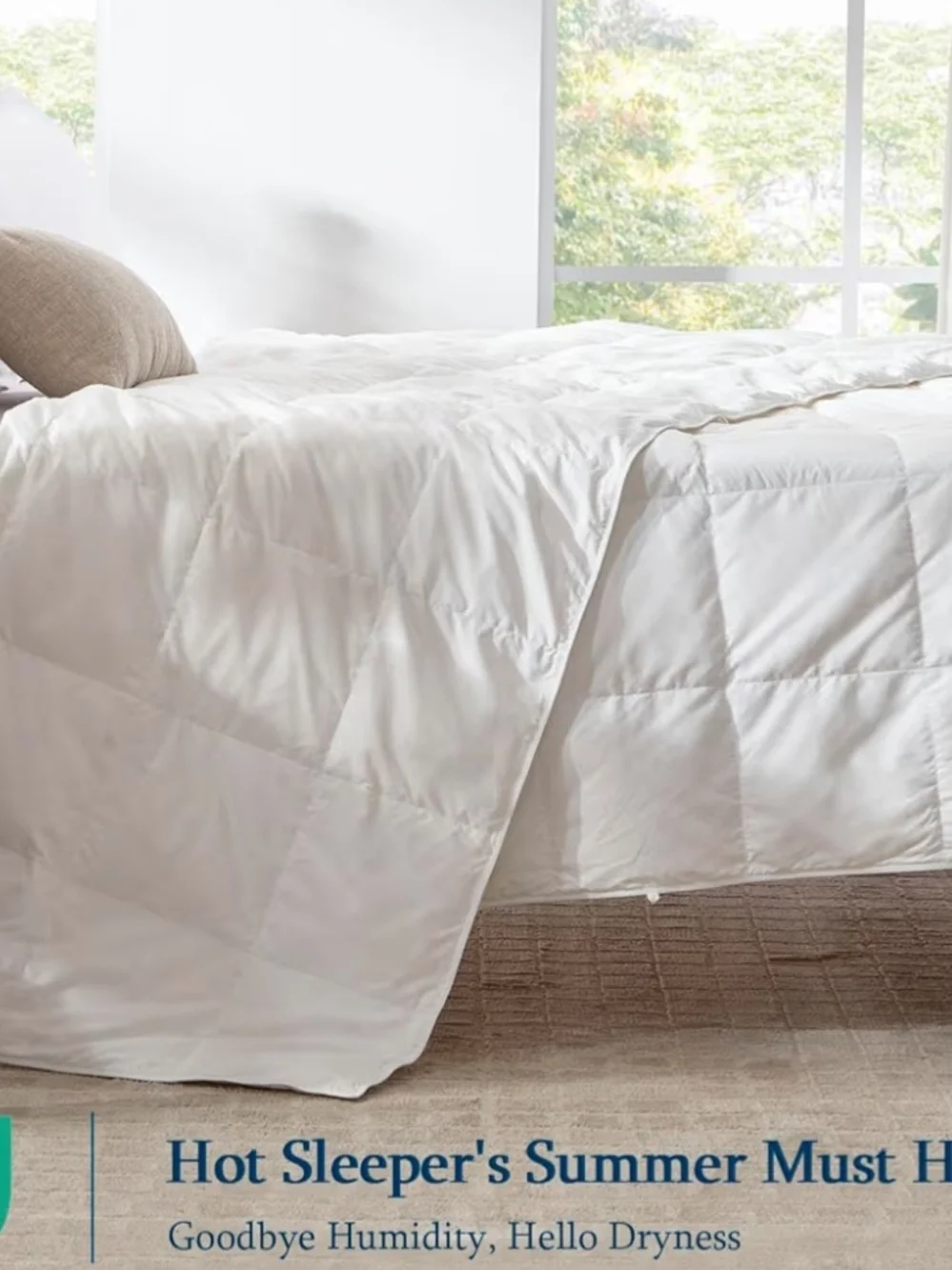 White Feather Down Comforter King Size Extra Light Weight, Noiseless, Extra Soft